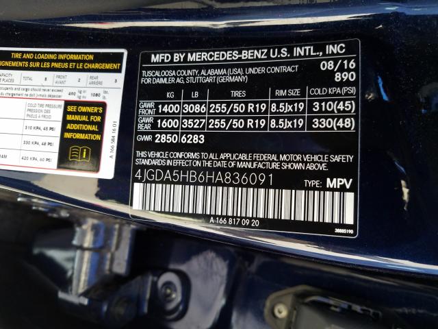 Photo 9 VIN: 4JGDA5HB6HA836091 - MERCEDES-BENZ GLE-350 