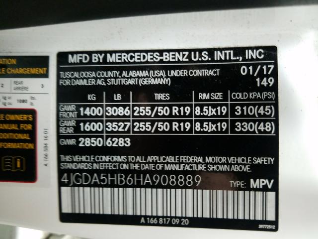 Photo 9 VIN: 4JGDA5HB6HA908889 - MERCEDES-BENZ GLE 350 4M 