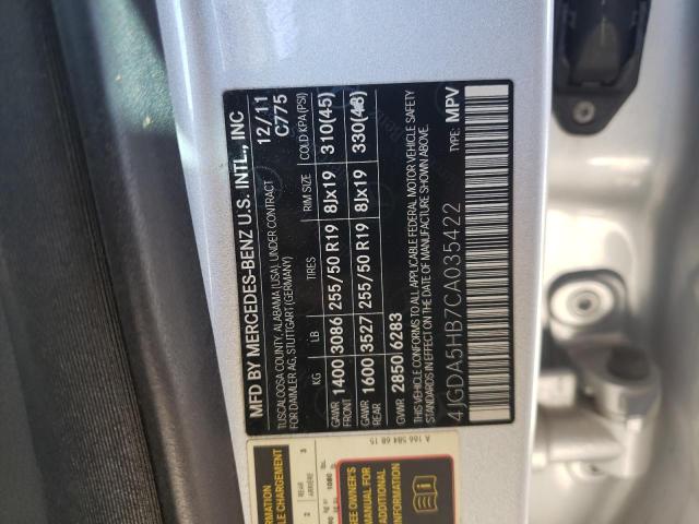 Photo 11 VIN: 4JGDA5HB7CA035422 - MERCEDES-BENZ ML 350 4MA 