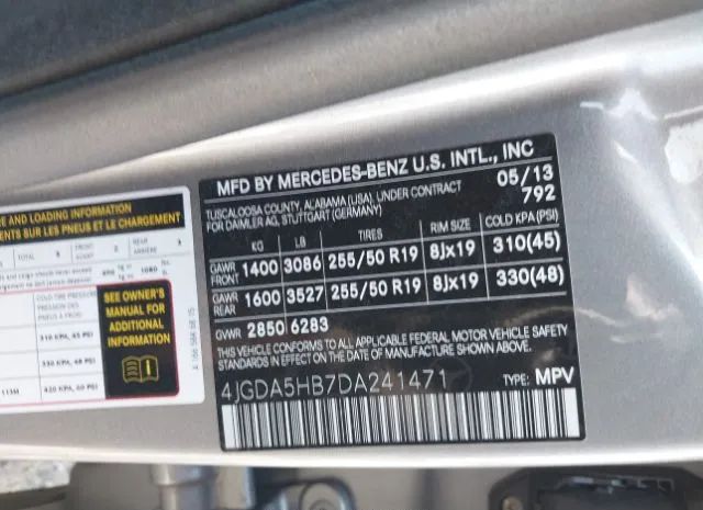 Photo 8 VIN: 4JGDA5HB7DA241471 - MERCEDES-BENZ M-CLASS 