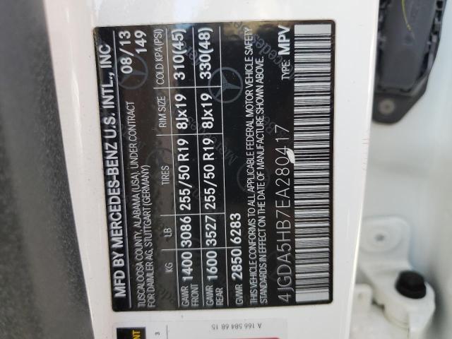 Photo 13 VIN: 4JGDA5HB7EA280417 - MERCEDES-BENZ ML 350 4MA 