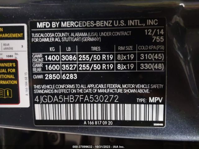 Photo 8 VIN: 4JGDA5HB7FA530272 - MERCEDES-BENZ M-CLASS 