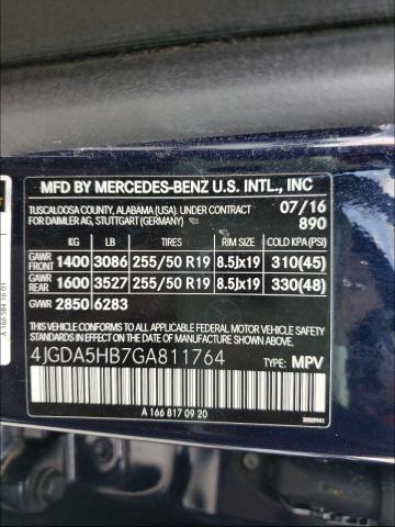 Photo 9 VIN: 4JGDA5HB7GA811764 - MERCEDES-BENZ GLE 350 4M 