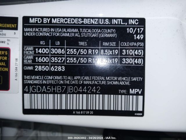 Photo 8 VIN: 4JGDA5HB7JB044242 - MERCEDES-BENZ GLE 350 