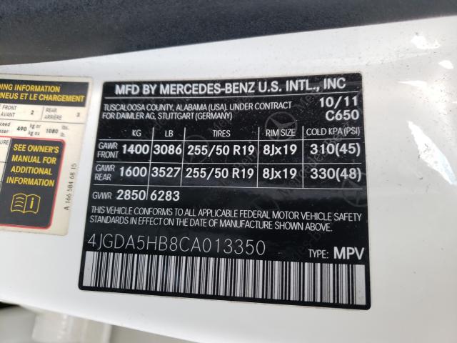 Photo 9 VIN: 4JGDA5HB8CA013350 - MERCEDES-BENZ ML 350 4MA 