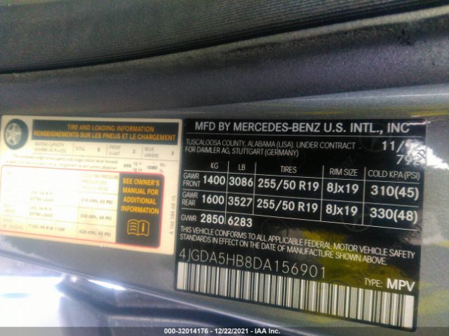 Photo 8 VIN: 4JGDA5HB8DA156901 - MERCEDES-BENZ M-CLASS 