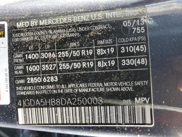 Photo 13 VIN: 4JGDA5HB8DA250003 - MERCEDES-BENZ M-CLASS 