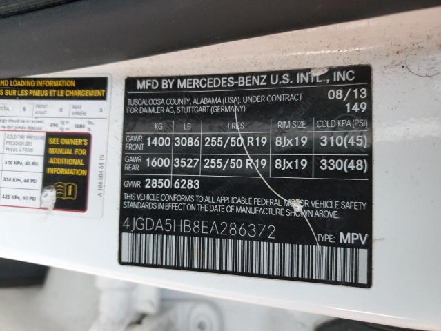 Photo 13 VIN: 4JGDA5HB8EA286372 - MERCEDES-BENZ M-CLASS 