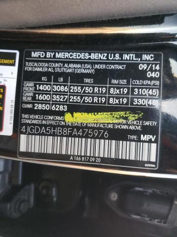 Photo 12 VIN: 4JGDA5HB8FA475976 - MERCEDES-BENZ ML 350 4MA 