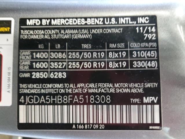 Photo 12 VIN: 4JGDA5HB8FA518308 - MERCEDES-BENZ ML 350 4MA 