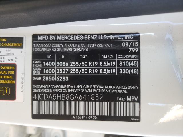 Photo 9 VIN: 4JGDA5HB8GA641852 - MERCEDES-BENZ GLE 350 4M 