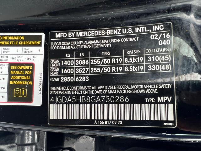 Photo 9 VIN: 4JGDA5HB8GA730286 - MERCEDES-BENZ GLE 350 4M 