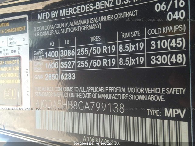 Photo 8 VIN: 4JGDA5HB8GA799138 - MERCEDES-BENZ GLE 