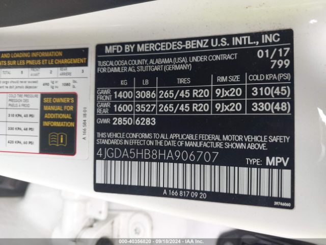 Photo 8 VIN: 4JGDA5HB8HA906707 - MERCEDES-BENZ GLE-CLASS 