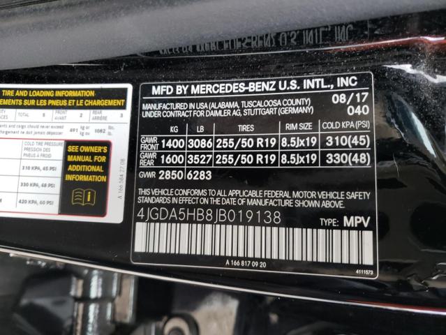 Photo 12 VIN: 4JGDA5HB8JB019138 - MERCEDES-BENZ GLE-CLASS 