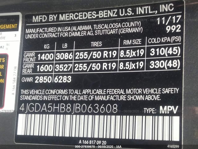 Photo 8 VIN: 4JGDA5HB8JB063608 - MERCEDES-BENZ GLE 