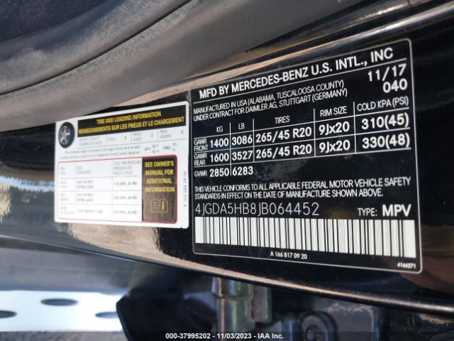 Photo 8 VIN: 4JGDA5HB8JB064452 - MERCEDES-BENZ GLE 350 