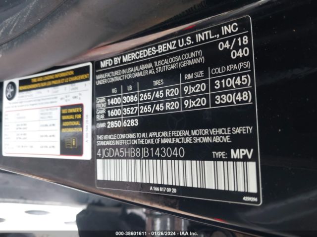 Photo 8 VIN: 4JGDA5HB8JB143040 - MERCEDES-BENZ GLE 350 