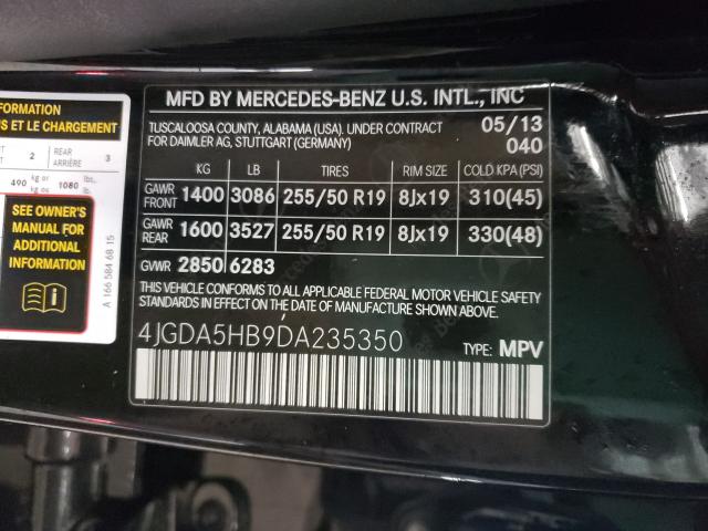 Photo 9 VIN: 4JGDA5HB9DA235350 - MERCEDES-BENZ ML 350 4MA 