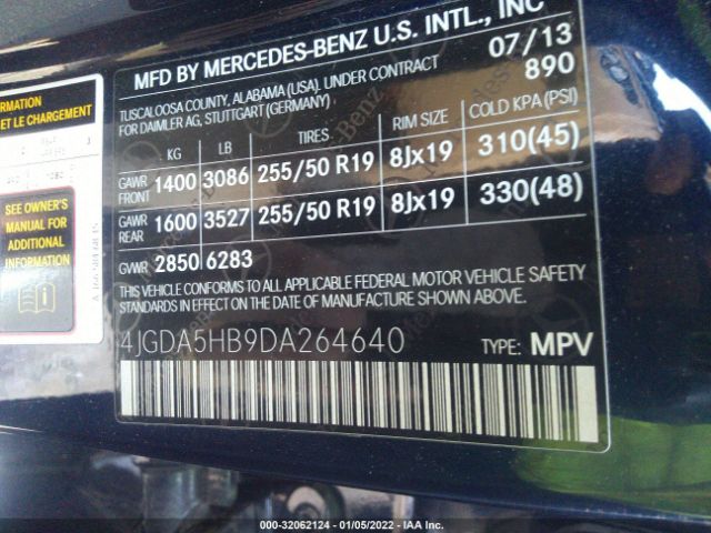 Photo 8 VIN: 4JGDA5HB9DA264640 - MERCEDES-BENZ M-CLASS 