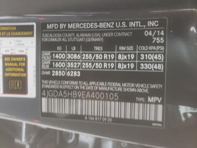 Photo 9 VIN: 4JGDA5HB9EA400105 - MERCEDES-BENZ ML 350 4MA 