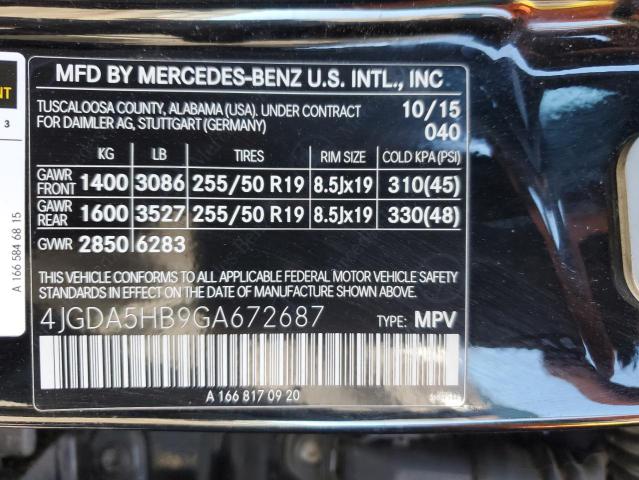 Photo 12 VIN: 4JGDA5HB9GA672687 - MERCEDES-BENZ GLE-CLASS 