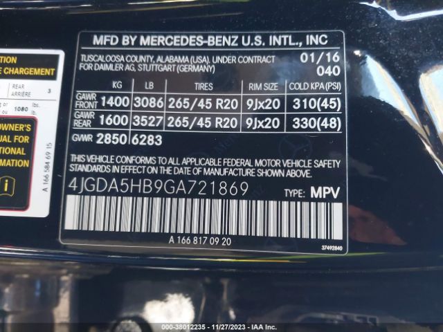 Photo 8 VIN: 4JGDA5HB9GA721869 - MERCEDES-BENZ GLE 350 