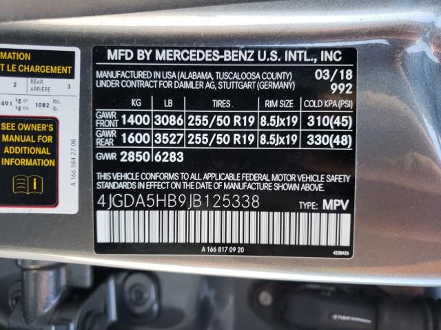 Photo 9 VIN: 4JGDA5HB9JB125338 - MERCEDES-BENZ GLE 350 4M 