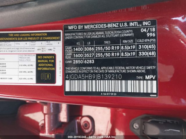 Photo 8 VIN: 4JGDA5HB9JB139210 - MERCEDES-BENZ GLE 350 