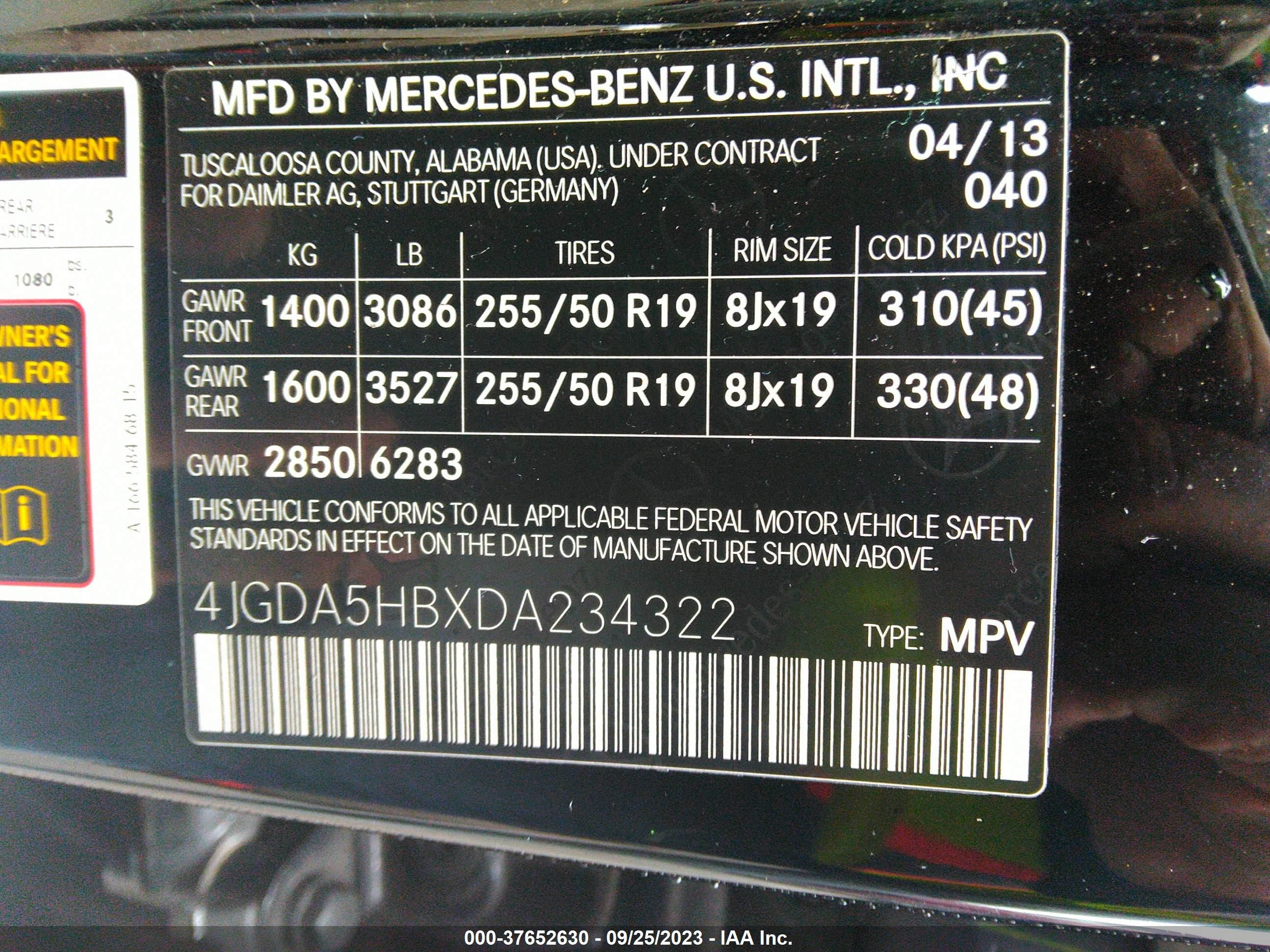 Photo 8 VIN: 4JGDA5HBXDA234322 - MERCEDES-BENZ M-KLASSE 