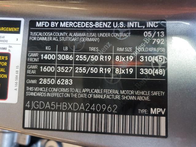 Photo 11 VIN: 4JGDA5HBXDA240962 - MERCEDES-BENZ ML 350 4MA 