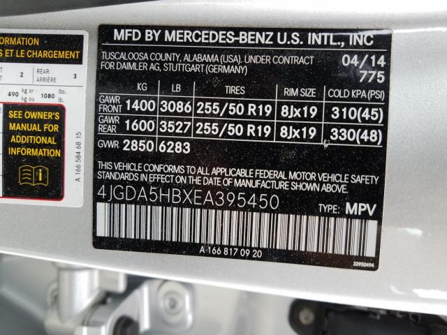 Photo 9 VIN: 4JGDA5HBXEA395450 - MERCEDES-BENZ ML 350 4MA 