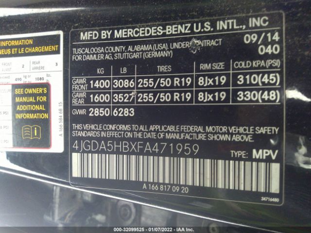 Photo 8 VIN: 4JGDA5HBXFA471959 - MERCEDES-BENZ M-CLASS 