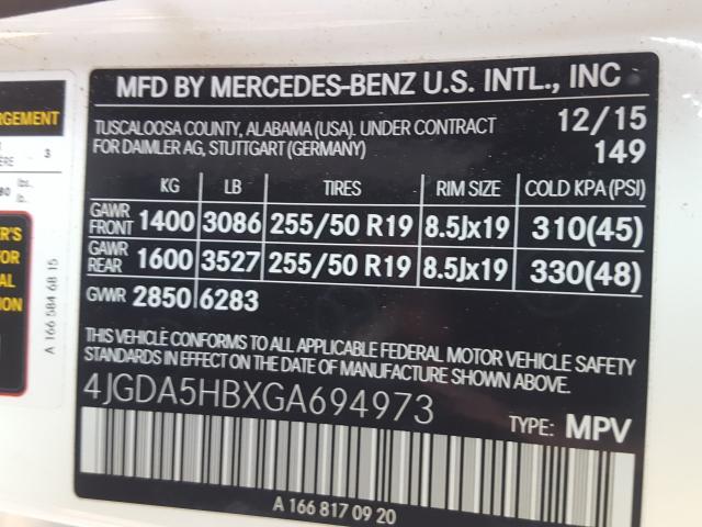 Photo 9 VIN: 4JGDA5HBXGA694973 - MERCEDES-BENZ GLE 350 4M 