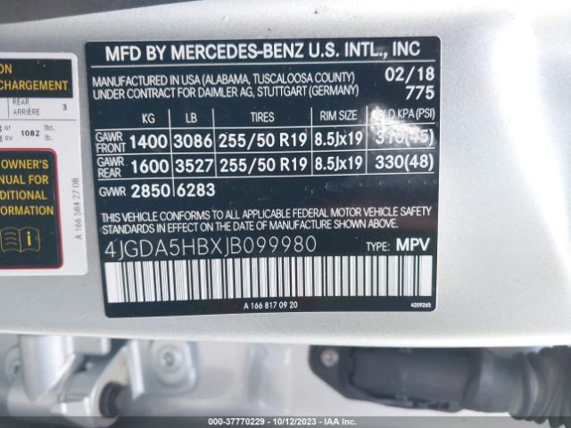 Photo 8 VIN: 4JGDA5HBXJB099980 - MERCEDES-BENZ GLE 350 