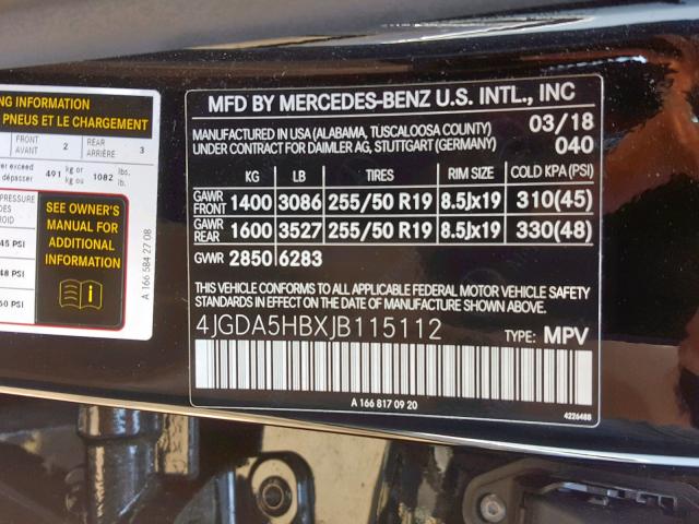 Photo 9 VIN: 4JGDA5HBXJB115112 - MERCEDES-BENZ GLE 350 4M 