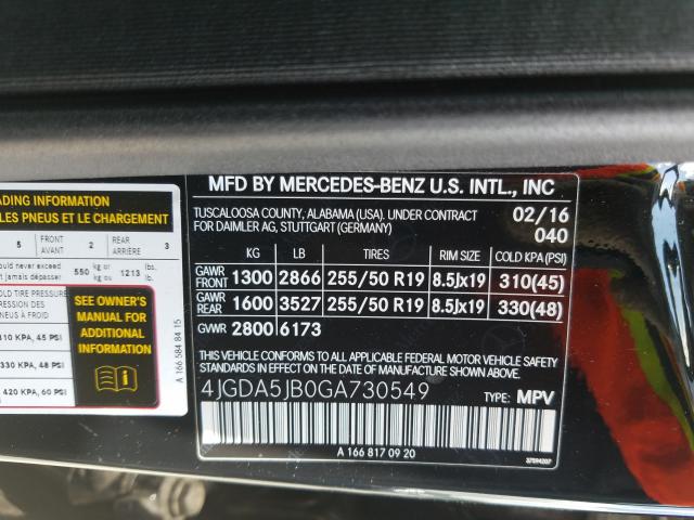 Photo 9 VIN: 4JGDA5JB0GA730549 - MERCEDES-BENZ GLE 350 