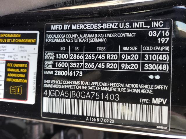 Photo 9 VIN: 4JGDA5JB0GA751403 - MERCEDES-BENZ GLE 350 