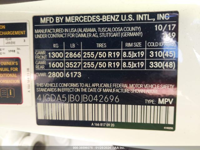 Photo 8 VIN: 4JGDA5JB0JB042696 - MERCEDES-BENZ GLE 350 