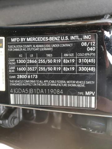 Photo 9 VIN: 4JGDA5JB1DA119084 - MERCEDES-BENZ ML 350 