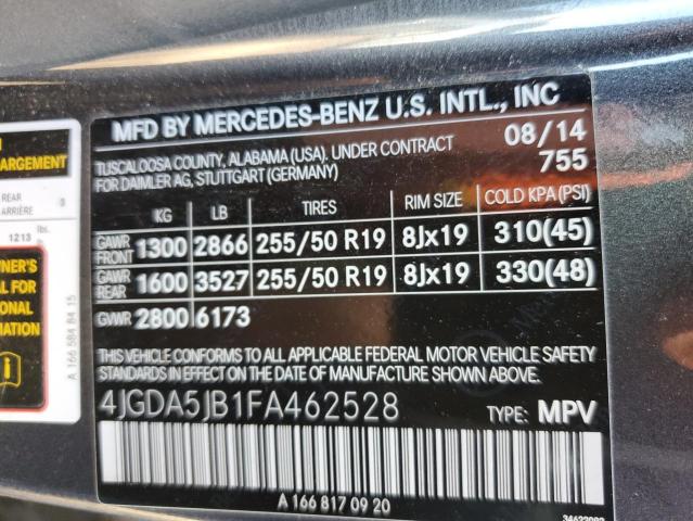 Photo 9 VIN: 4JGDA5JB1FA462528 - MERCEDES-BENZ ML 350 