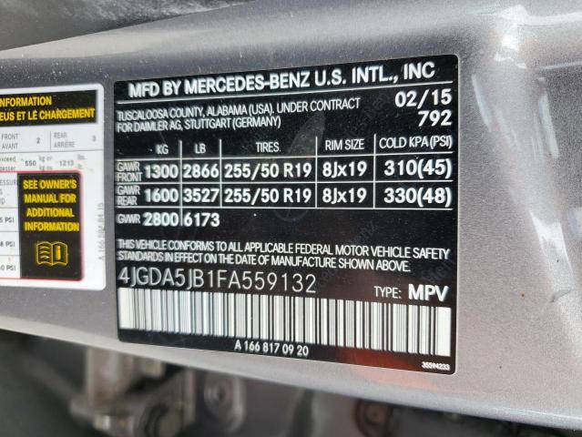 Photo 12 VIN: 4JGDA5JB1FA559132 - MERCEDES-BENZ ML 350 