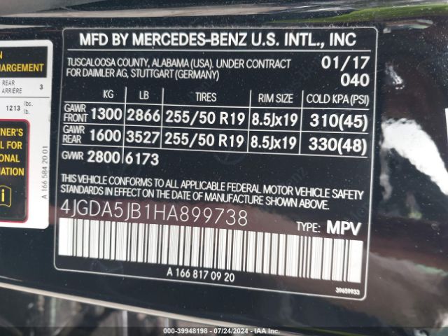 Photo 8 VIN: 4JGDA5JB1HA899738 - MERCEDES-BENZ GLE-CLASS 