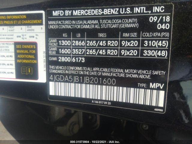 Photo 8 VIN: 4JGDA5JB1JB201600 - MERCEDES-BENZ GLE 