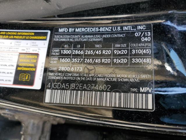 Photo 12 VIN: 4JGDA5JB2EA274602 - MERCEDES-BENZ ML 350 