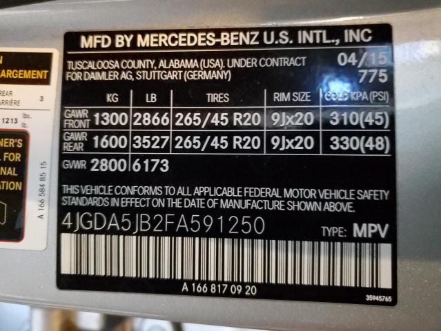 Photo 12 VIN: 4JGDA5JB2FA591250 - MERCEDES-BENZ M-CLASS 