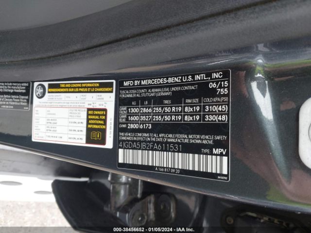 Photo 8 VIN: 4JGDA5JB2FA611531 - MERCEDES-BENZ ML 350 