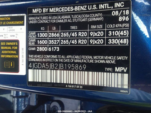 Photo 8 VIN: 4JGDA5JB2JB195869 - MERCEDES-BENZ GLE 