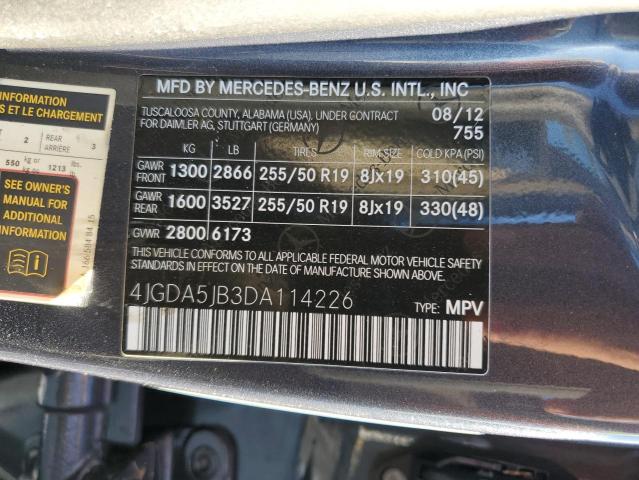 Photo 13 VIN: 4JGDA5JB3DA114226 - MERCEDES-BENZ ML 350 