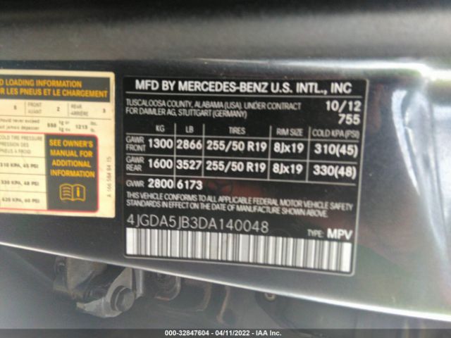 Photo 8 VIN: 4JGDA5JB3DA140048 - MERCEDES-BENZ M-CLASS 